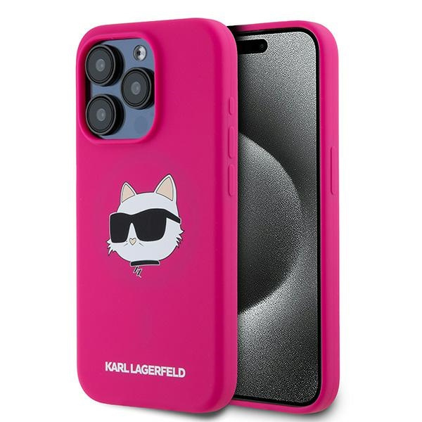 Etui Karl Lagerfeld KLHMP15XSCHPPLF iPhone 15 Pro Max 6.7" różowy/fuschia hardcase Silicone Choupette Head MagSafe