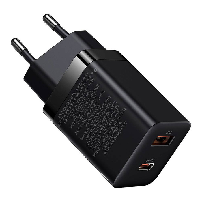 [PO ZWROCIE] Baseus Super Si Pro szybka ładowarka USB / USB Typ C 30W Power Delivery Quick Charge czarny (CCSUPP-E01)