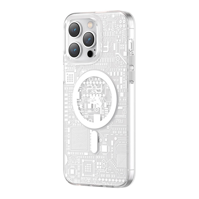 Etui Kingxbar PQY Geek Series magnetyczne etui iPhone 14 Pro MagSafe srebrne Case