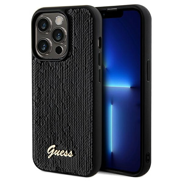Etui Guess GUHCP14LPSFDGSK iPhone 14 Pro 6.1 czarny/black hardcase Sequin Script Metal Case